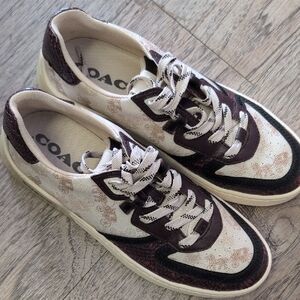 Coach Women's Sneakers - Cream and Dark Brown